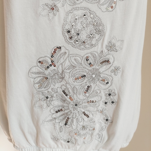 INC Silver White Embellished Tee Top M - Picture 4 of 10